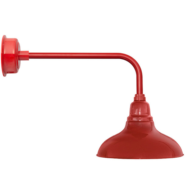 12" Dahlia LED Barn Light with Traditional Arm in Cherry Red