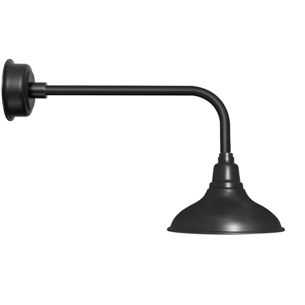 12" Dahlia LED Barn Light with Traditional Arm in Matte Black