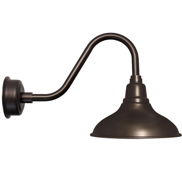 12" Dahlia LED Barn Light with Rustic Arm in Mahogany Bronze