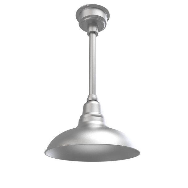 12" Dahlia LED Pendant Barn Light in Galvanized Silver with Galvanized Silver Downrod