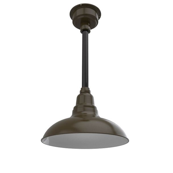 12" Dahlia LED Pendant Barn Light in Mahogany Bronze with Black Downrod