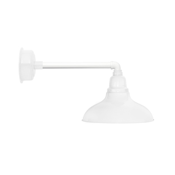 12" Dahlia LED Barn Light with Metropolitan Arm in White