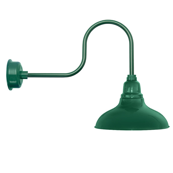 8" Dahlia LED Barn Light with Industrial Arm in Vintage Green