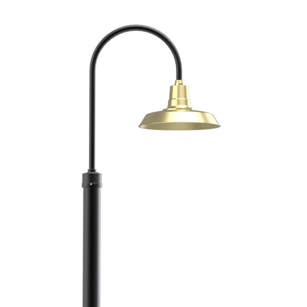 Post Light with Vintage Solid Brass Shade – Available in 8ft, 11ft, or 14ft Posts