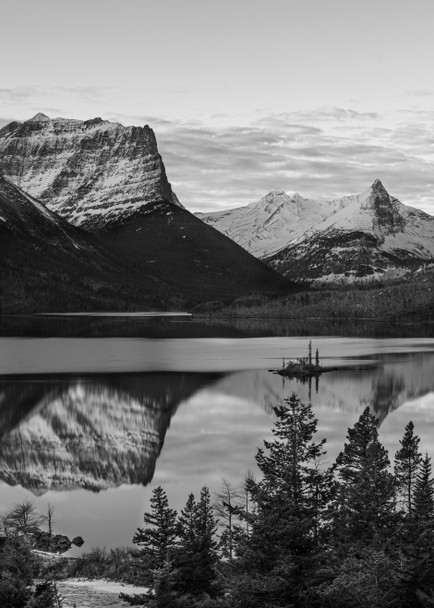 Glacier National Park Wild Goose Island Black & White Reflections by Cherie Show