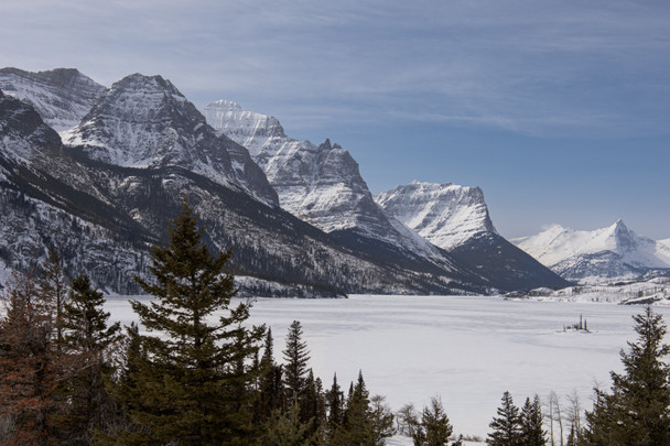 Glacier National Park Winter Wild Goose Island by Cherie Show