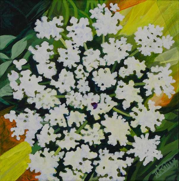 A Day In The Garden 2:  Queen Anne's Lace Shimmer (Original Painting) by Julia O'Reilly