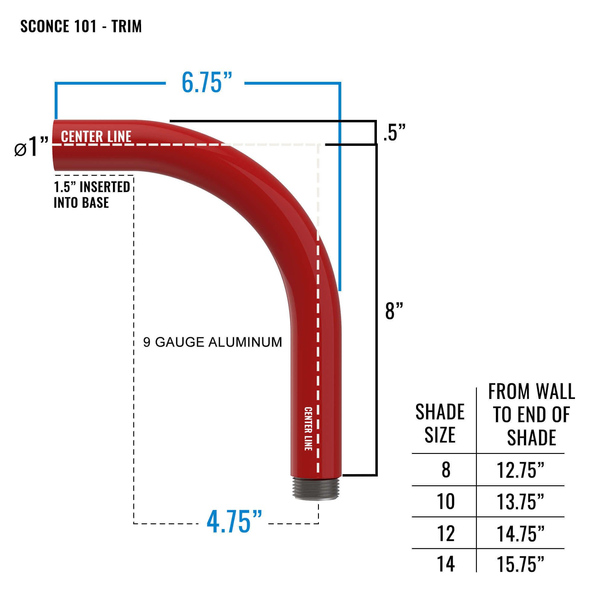 Barn Sconce Stem Dimensions