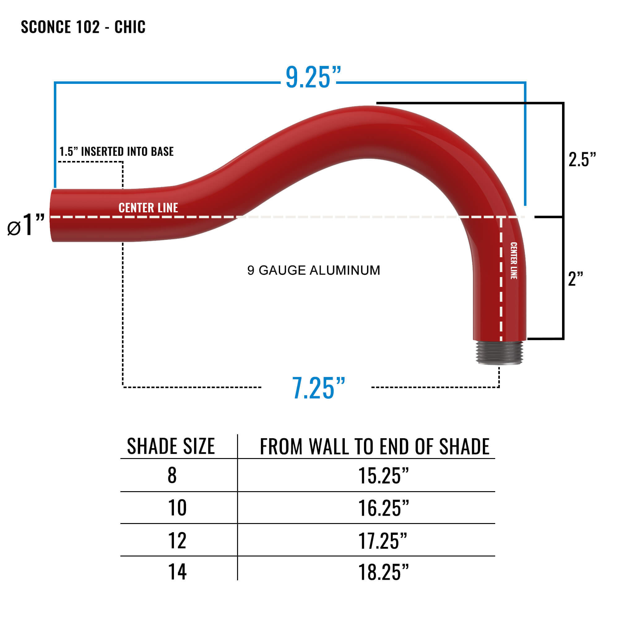 Barn Sconce Stem Dimensions