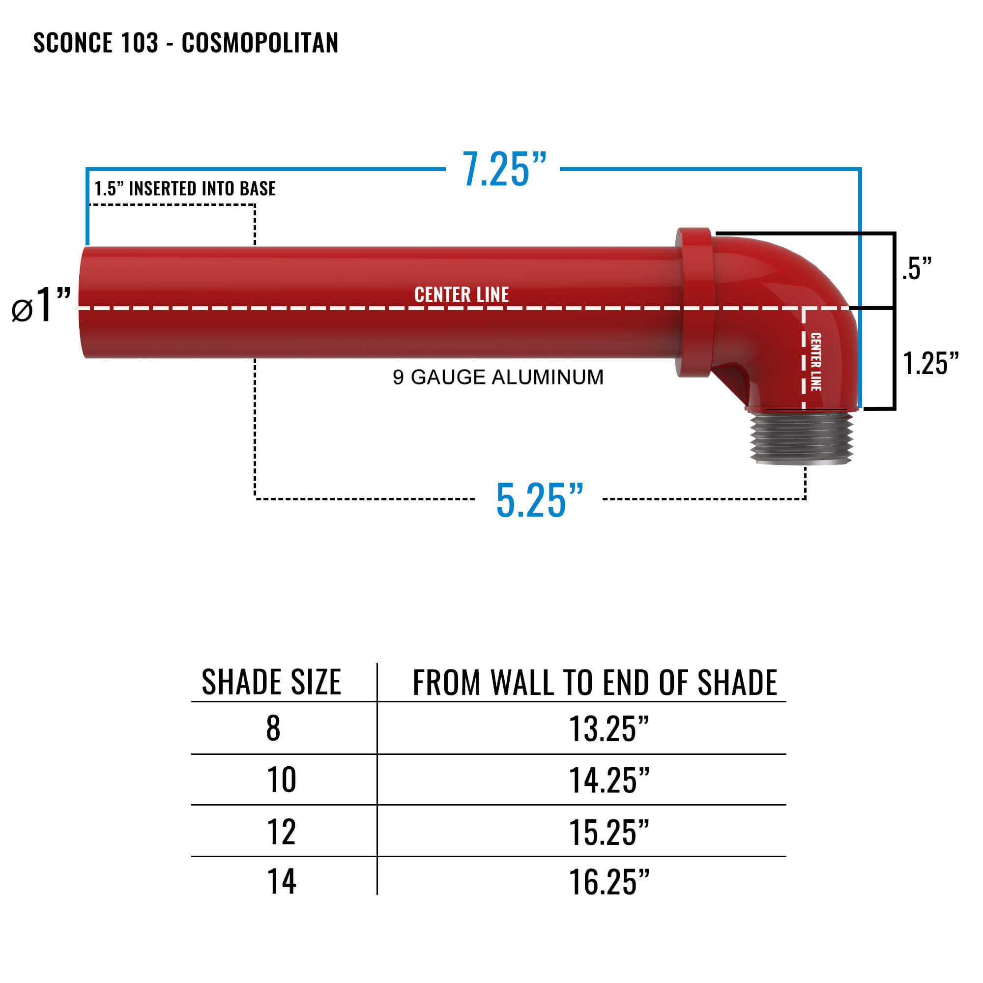 Barn Sconce Stem Dimensions