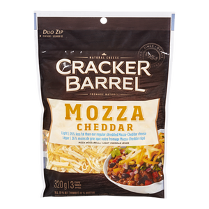 Cracker Barrel Shredded Mozzarella & Cheddar, Light (320 g) - Kraft Cracker Barrel Shredded Mozzarella & Cheddar, Light (320 g) - Kraft