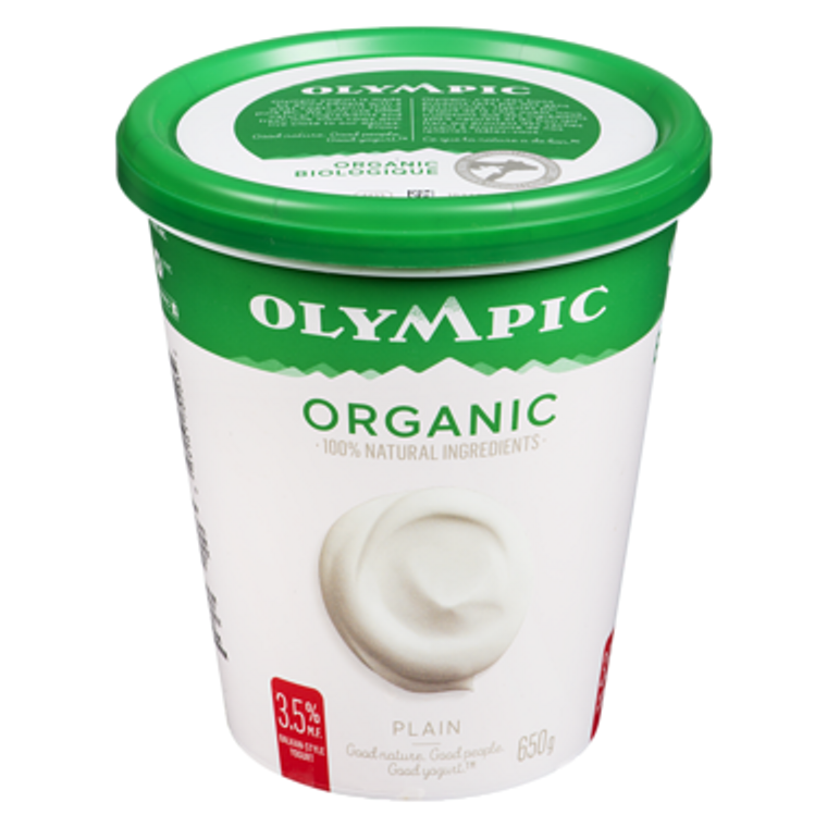 Organic Yogurt, Plain 3.5% (650 g) - OLYMPIC 