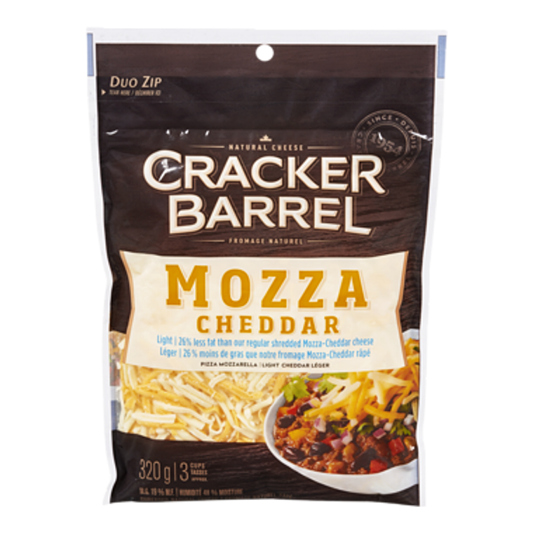 Cracker Barrel Shredded Mozzarella & Cheddar, Light (320 g) - Kraft