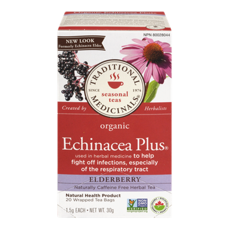 Organic Echinacea Plus Elderberry Herbal Tea (20 ea) - TRADITIONAL MEDICINALS 