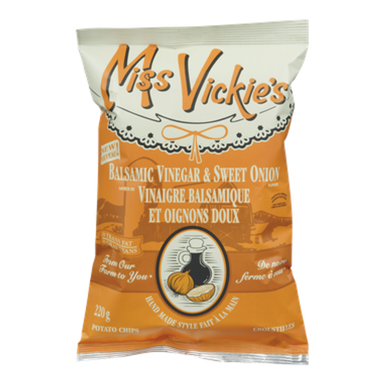 Kettle Cooked Potato Chips, Balsamic Vinegar & Sweet Onion (220 g) - MISS VICKIE'S 