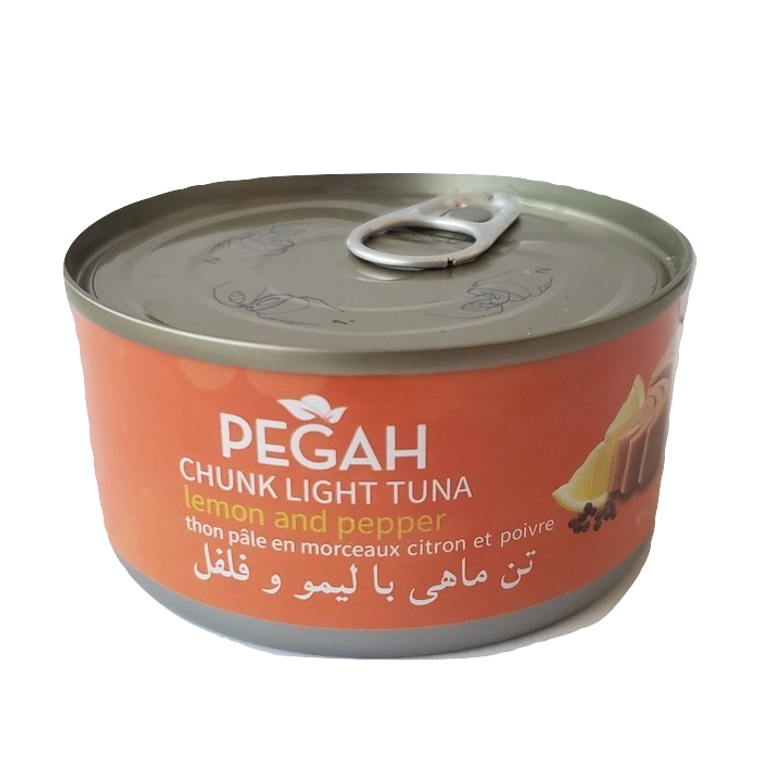 Easy open Chunk Light Tuna Fish  with Lemon and pepper (تن ماهی جنوب در روغن زیتون) 170 gr - Pegah