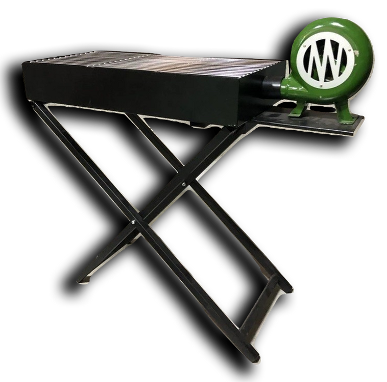 Portable Folding Charcoal BBQ Grill Camping Steel with Manual Blower 60x30cm