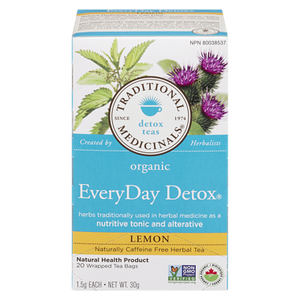 Organic EveryDay Detox Lemon Tea (20 ea) - TRADITIONAL MEDICINALS 