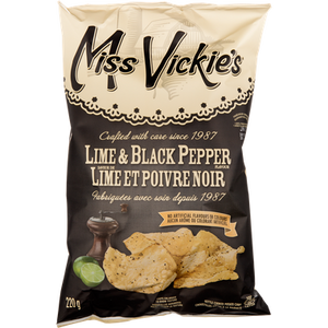 Kettle Cooked Chips, Lime & Black Pepper (220 g) - MISS VICKIE'S 