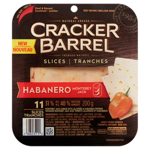 Cracker Barrel Monterey Jack Cheese with Jalapeño & Habanero Peppers, 31 % M.F - Kraft