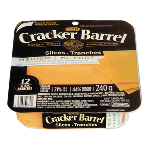 Cracker Barrel Cheese Slices, Medium Light (240 g) - Kraft