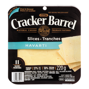 Cracker Barrel Cheese Slices, Havarti (220 g) - Kraft