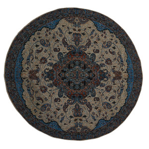 Termeh Round Tablecloth Fahimeh Blue (Dia 37.5")