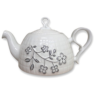 Embossed Flower Ceramic Teapot 