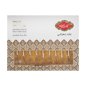 Saffron Rock Sugar Stick - Saffron Nabat (نبات زعفرانی چوبی) 20pcs - Golestan