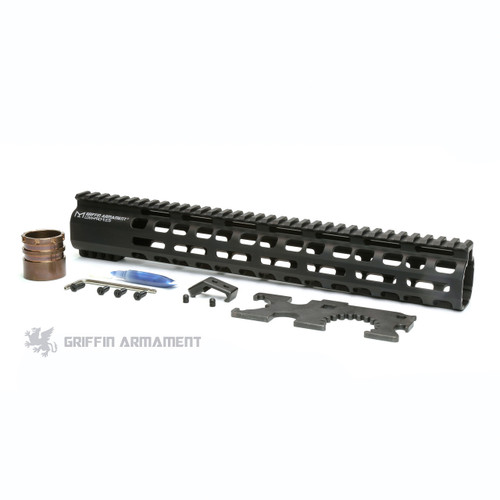 Black 13.5 inch low Profile RIGID M-LOK Picatinny Rail from Griffin Armament.