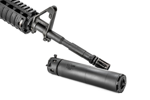 The Griffin Armament A2S-QD is a centerfire rifle suppressor designed and optimized for the M4 Carbine.