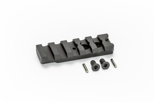 Black Griffin Armament Flat Mount Picatinny AIS™ Adaptor Plate shown with screws and pins