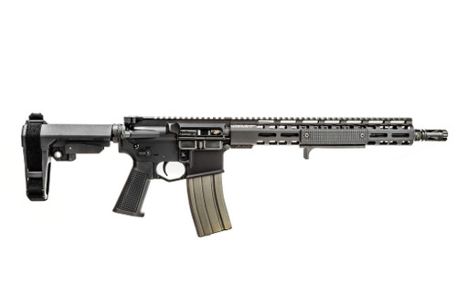 A Griffin MK1 ar-15 pistol cerakoted in Black with Griffin Low-Pro rail system, H.E.D.P. 13.9" barrel chambered in .223 wylde for use with .223 and 5.56mm ammunition
