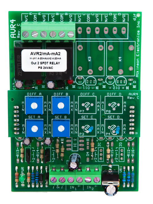 AVR4C/XXX/2CH:  2 Channel Adjustable Voltage Sensitive Relay