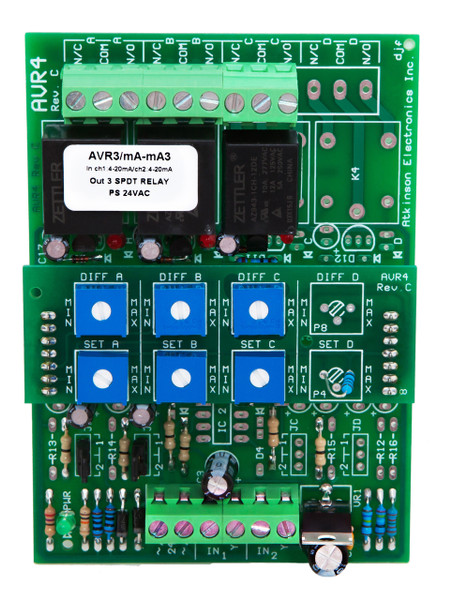 AVR4C/XXX/3CH:  3 Channel Adjustable Voltage Sensitive Relay