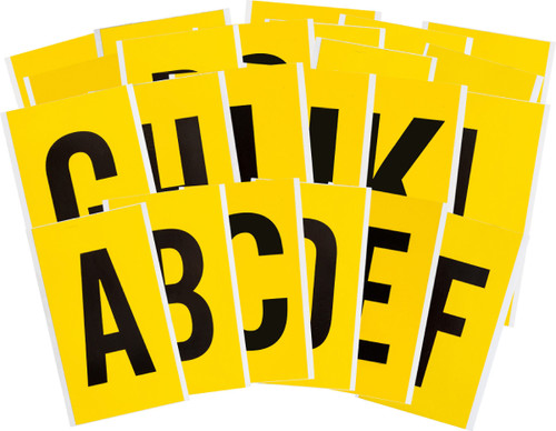 Brady Label 6" Character Height Black on Yellow Repositionable Numbers and Letters - 3470-LTR KIT