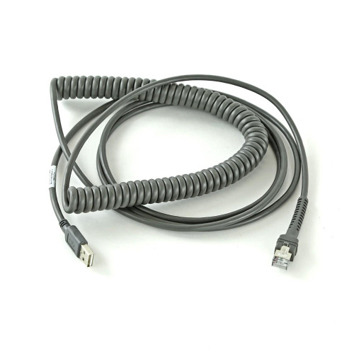 Zebra Barcode Scanner Shielded USB Cable (15' Coiled) - CBA-U29-C15ZAR