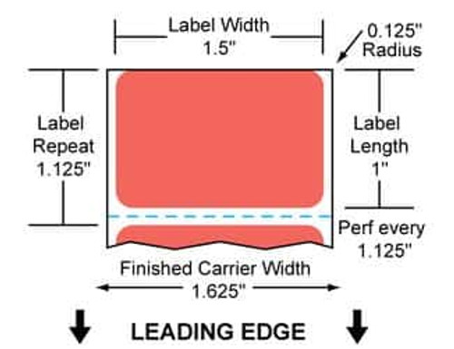 1.5" x 1" Paper Label (Red) (Case) - RD-15-1-1375-RD