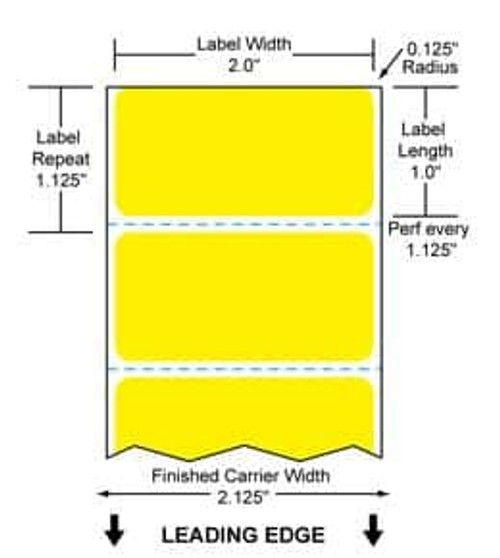 2" x 1" Color Label (Yellow) (Case) - RFC-2-1-5500-YL