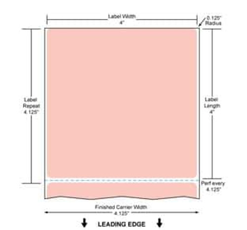 4" x 4" Color Label (Pink) (Case) - RFC-4-4-1500-PK