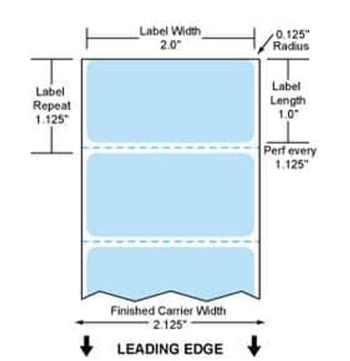 2" x 1" Color Label (Blue) (Case) - RFC-2-1-5500-BL