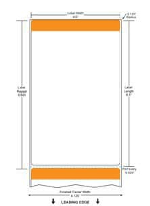 4" x 6.5" Horizontal Color Bar Paper Label (Orange) (Case) - RTC-4-65-1000-OR