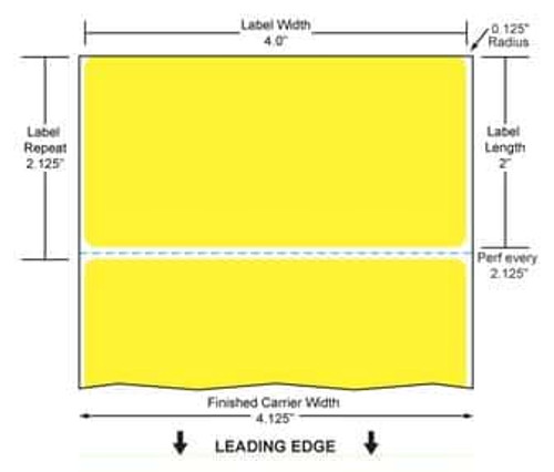 4" x 2" TT Paper Label (Yellow) (Case) - RFC-4-2-2900-YL