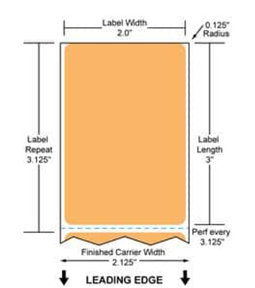 2" x 3" Color Label (Orange) (Case) - RFC-2-3-500-OR