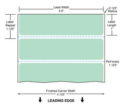 4" x 1" Color Label (Green) (Case) - RD-4-1-1375-GR