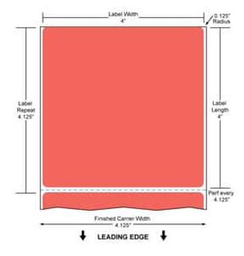 4" x 4" Color Label (Red) (Case) - RD-4-4-380-RD