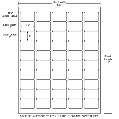 1.5" x 1" EDP Laser Sheet (Case) - RL-15-1-50-RC