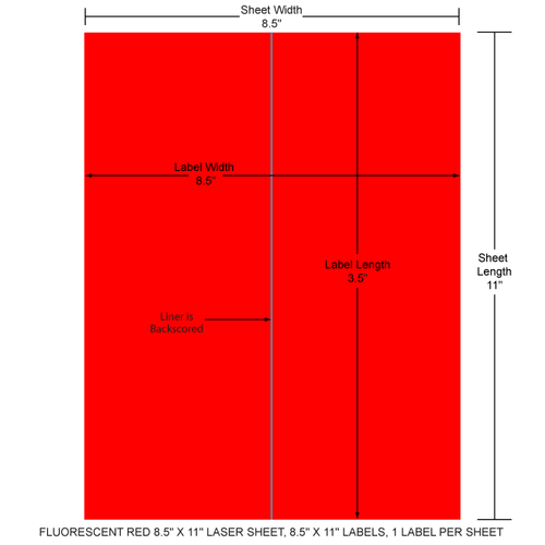 8.5" x 11" EDP Laser Sheet (Fluorescent Red) (Case) - RL-85-11-1-R