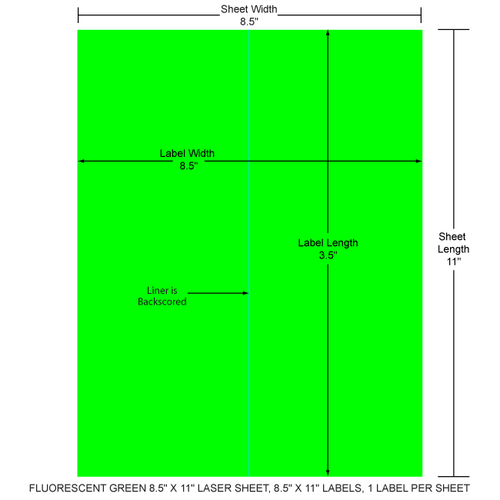 8.5" x 11" EDP Laser Sheet (Fluorescent Green) (Case) - RL-85-11-1-G