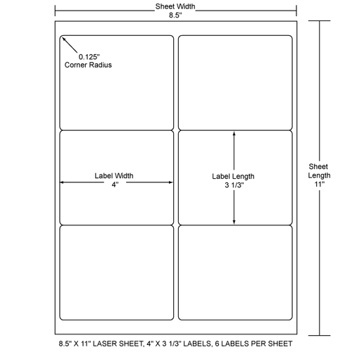 4" x 3.33" EDP Laser Sheet (Case) - RL-4-333-6-RC